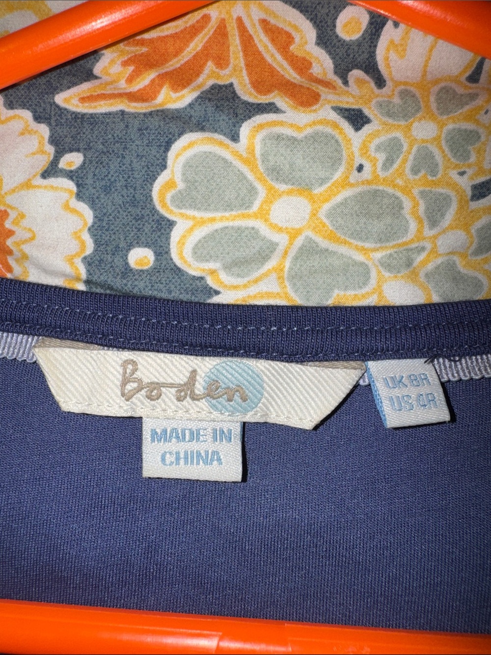 Boden Long-Sleeve Navy and Periwinkle Floral Jersey Dress - Picture 3 of 11